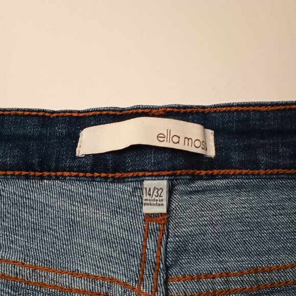 Ella Moss Jeans Size 14/31 Cropped  High Waist Straight Medium Dark Wash - Picture 5 of 10